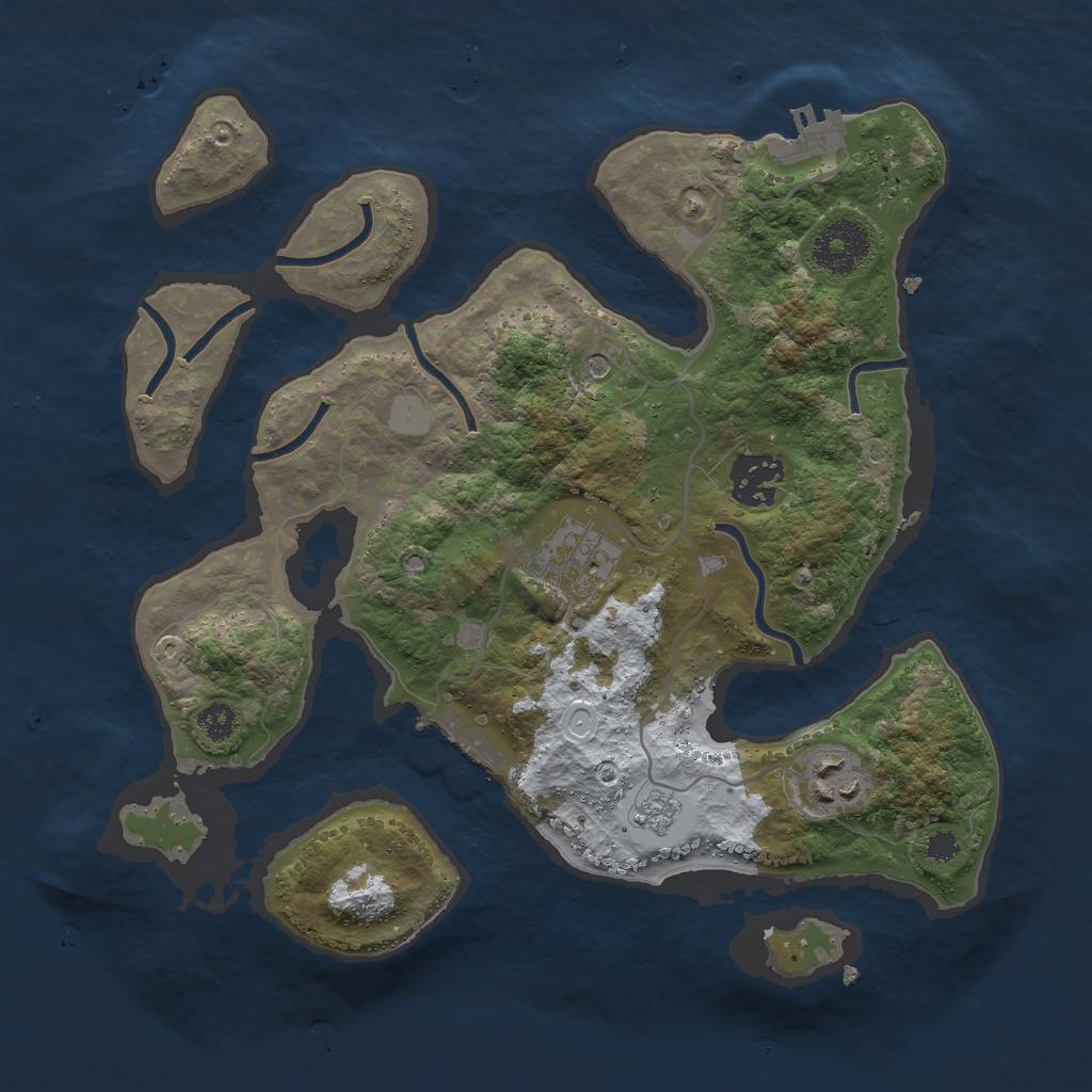 Rust Map: Procedural Map, Size: 3000, Seed: 779074, 12 Monuments