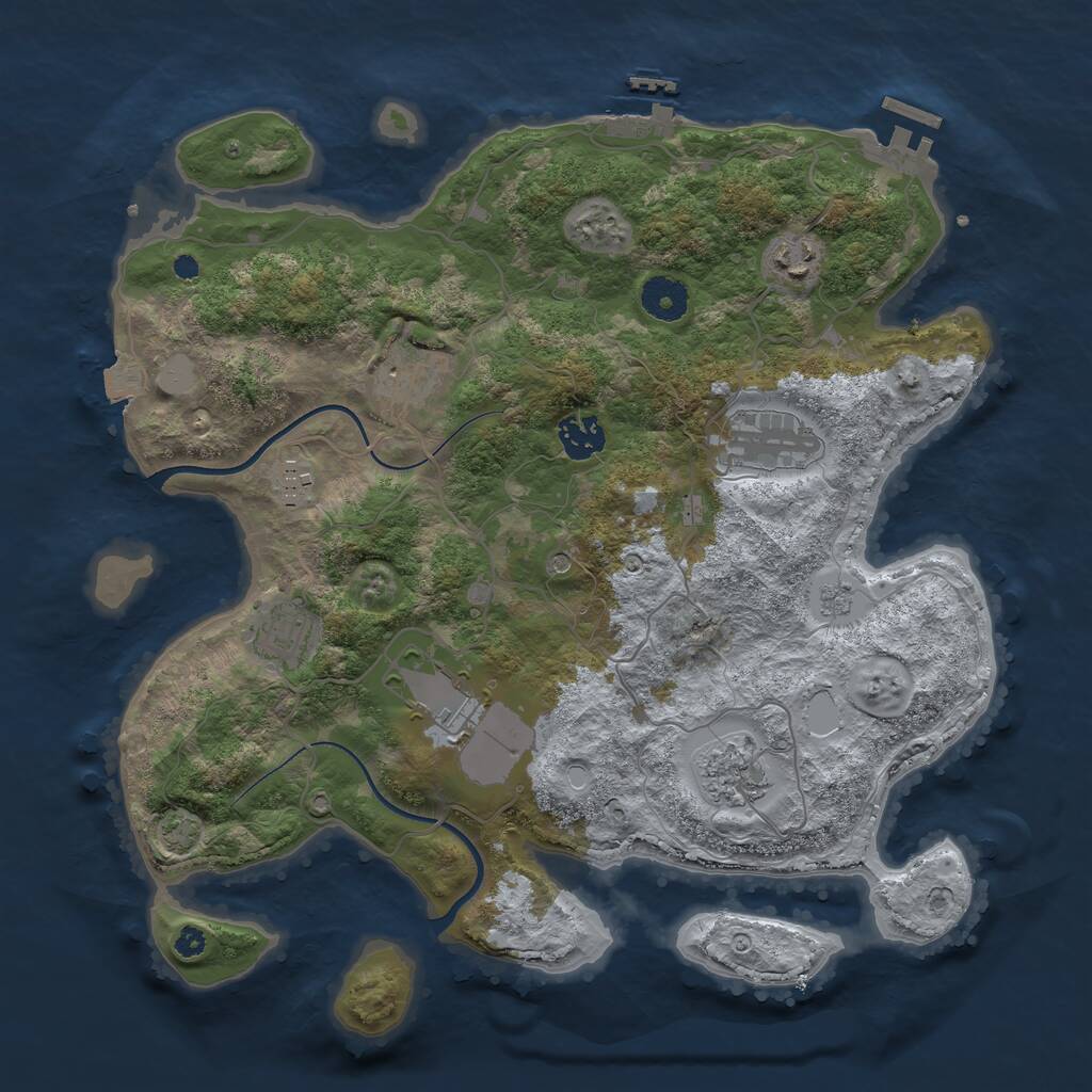 Rust Map: Procedural Map, Size: 3600, Seed: 1990587554, 14 Monuments