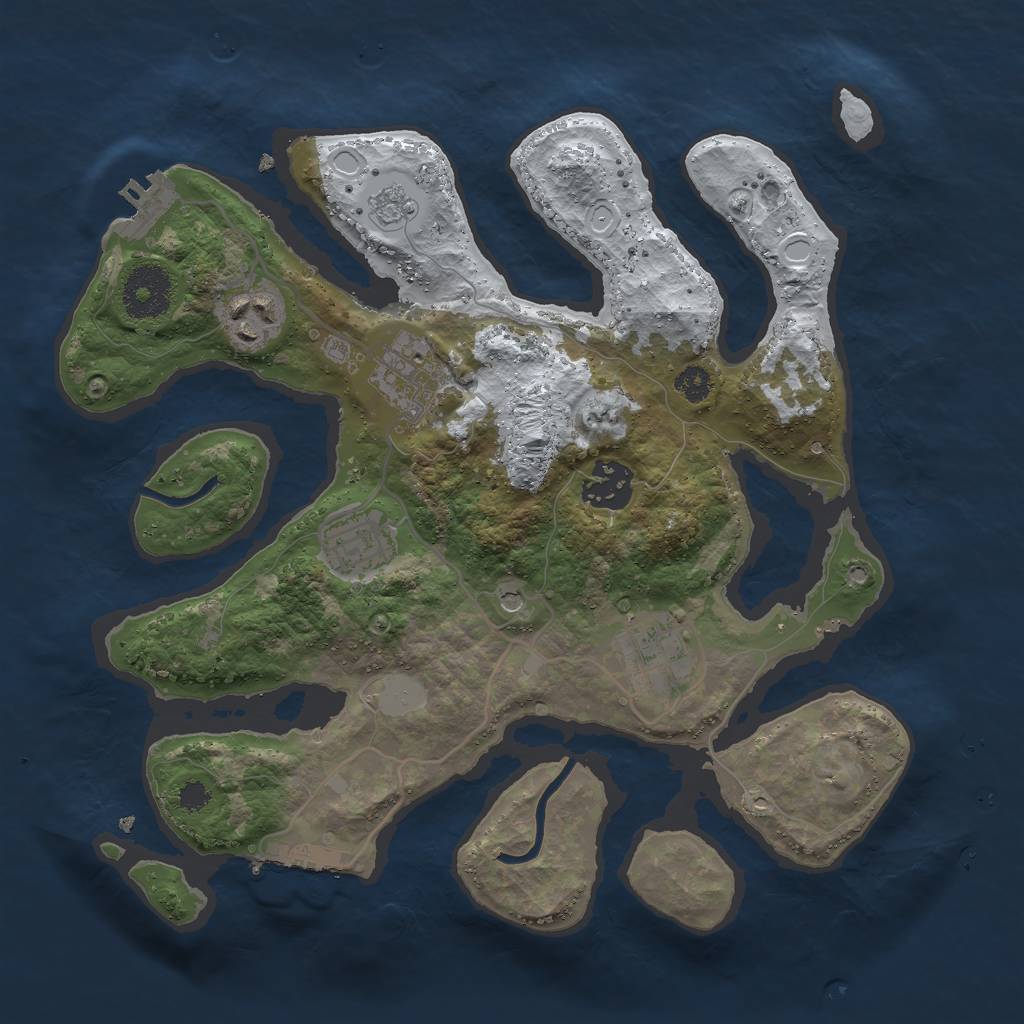 Rust Map: Procedural Map, Size: 3000, Seed: 564903, 14 Monuments