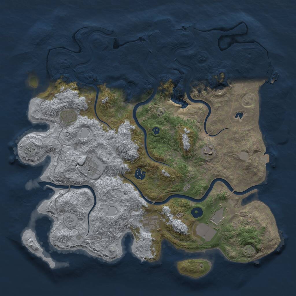 Rust Map: Procedural Map, Size: 4000, Seed: 692141, 13 Monuments
