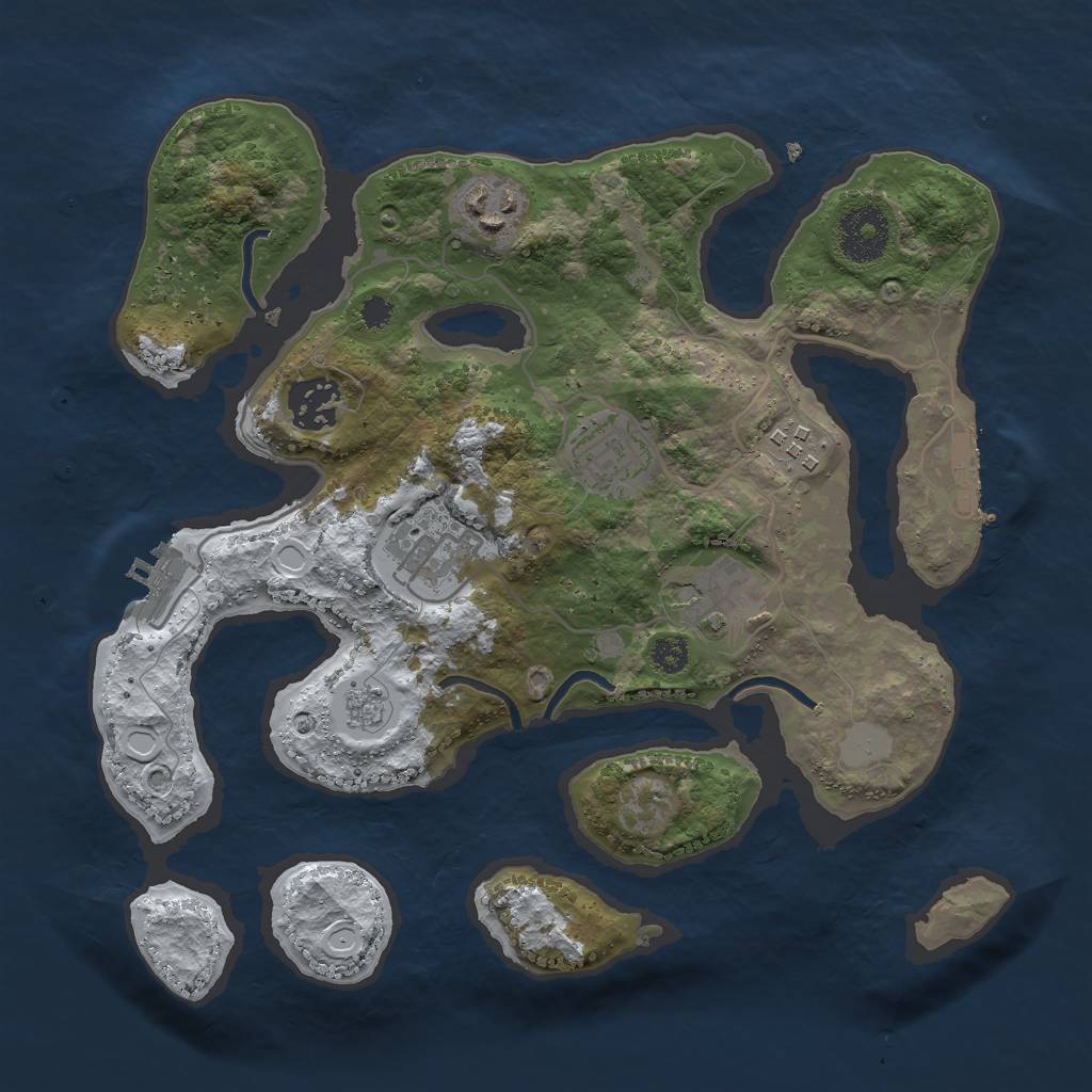 Rust Map: Procedural Map, Size: 3000, Seed: 1347580687, 14 Monuments