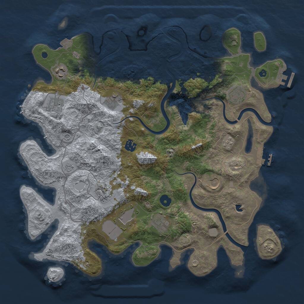 Rust Map: Procedural Map, Size: 4000, Seed: 2097858025, 16 Monuments