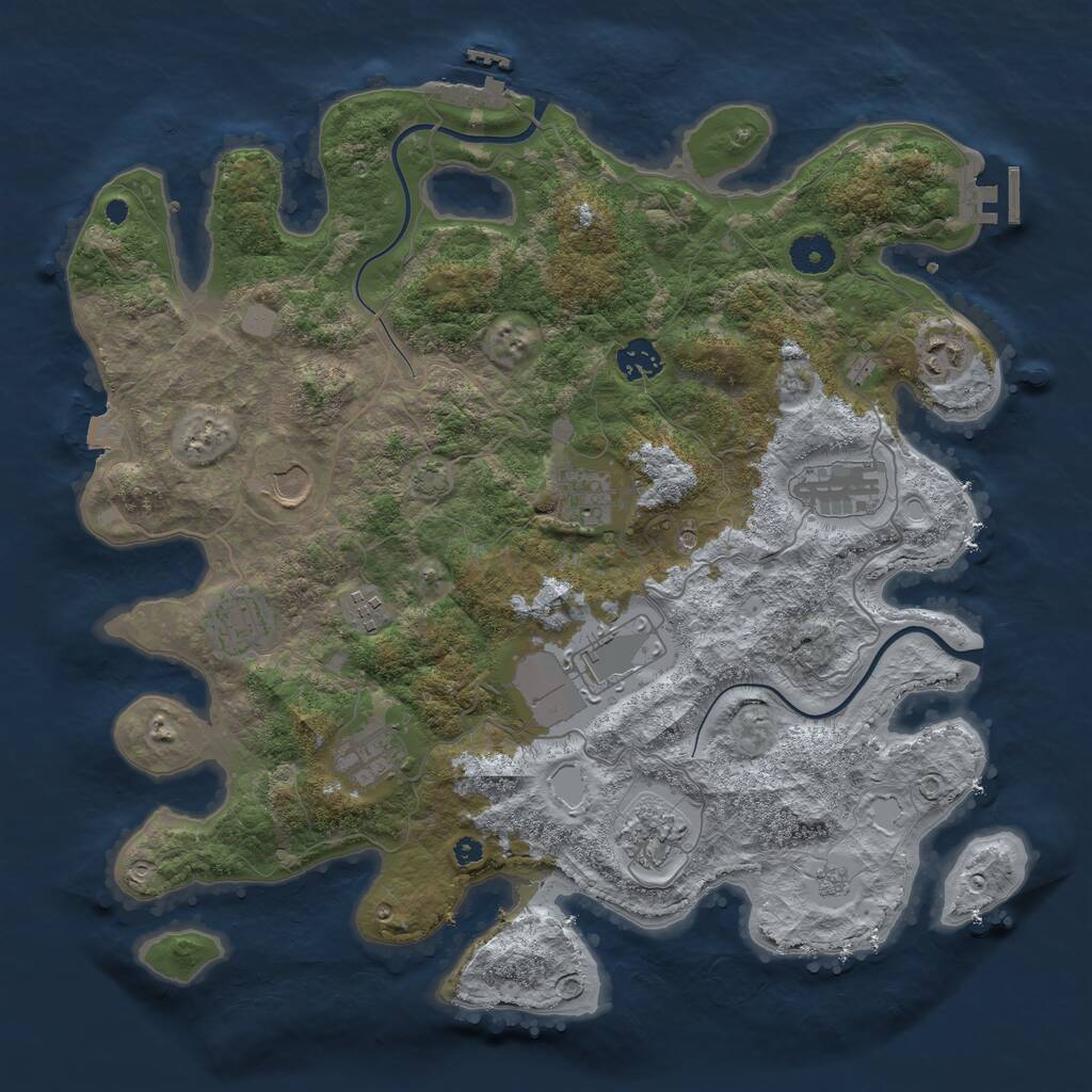 Rust Map: Procedural Map, Size: 3850, Seed: 142526334, 16 Monuments