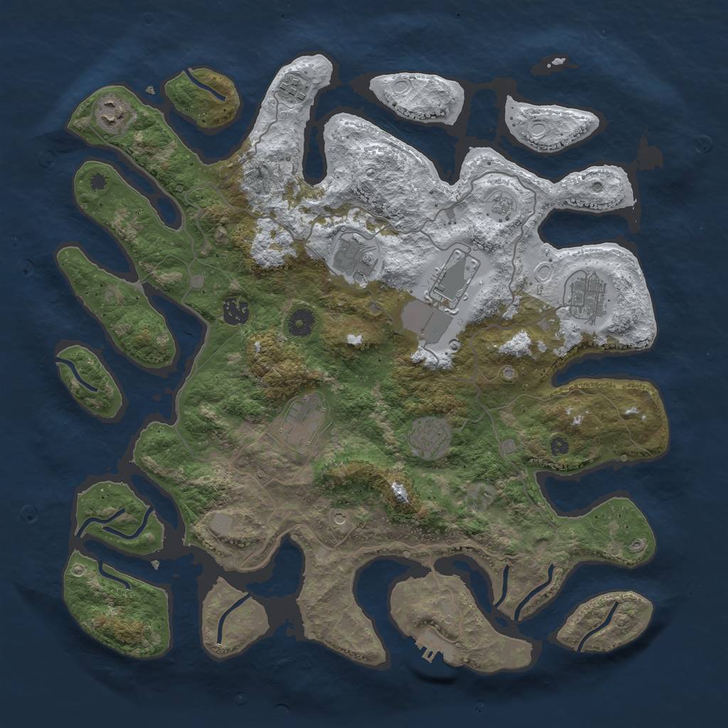 Rust Map: Procedural Map, Size: 4000, Seed: 355953439, 16 Monuments
