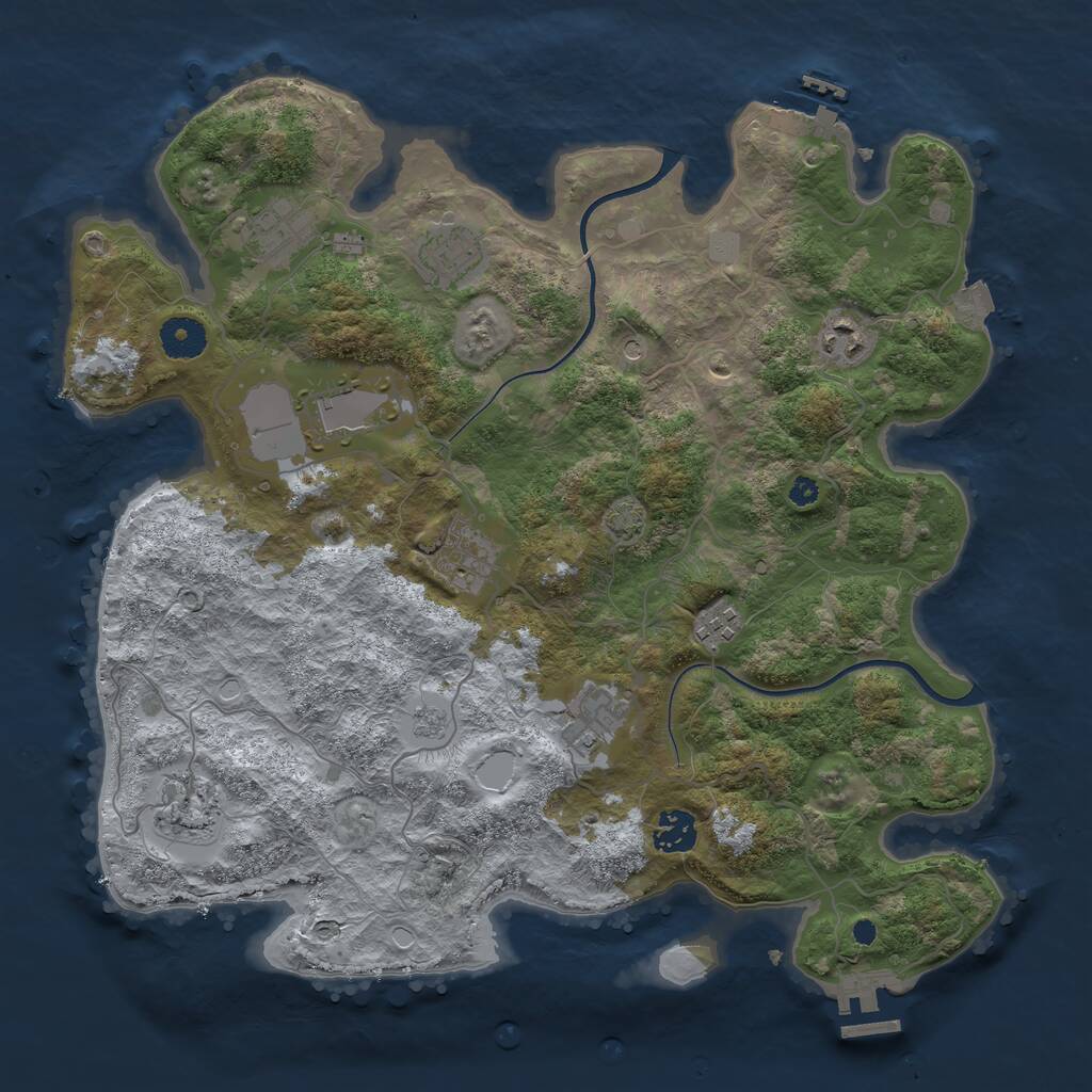 Rust Map: Procedural Map, Size: 3700, Seed: 1778624223, 15 Monuments