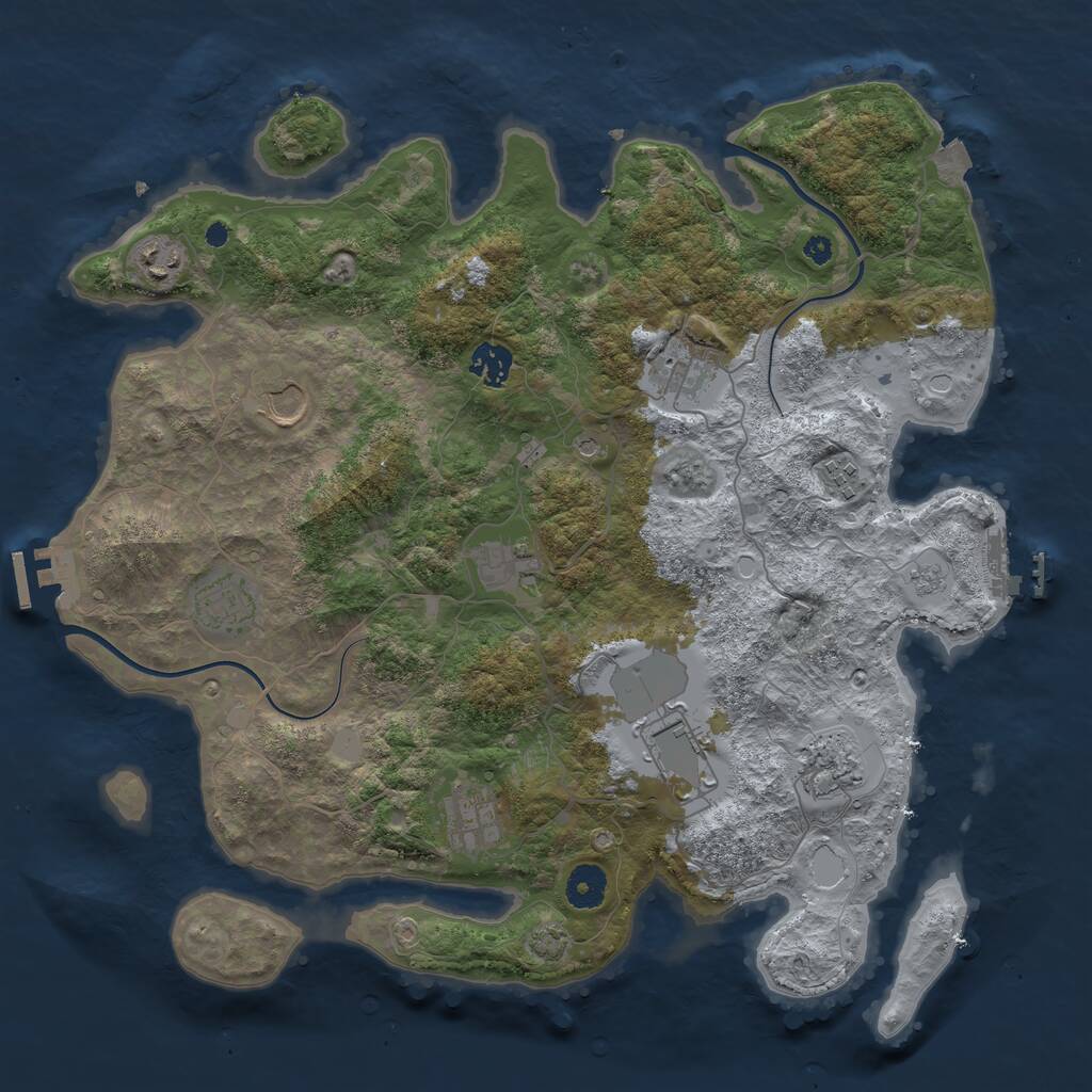 Rust Map: Procedural Map, Size: 3850, Seed: 64356, 16 Monuments