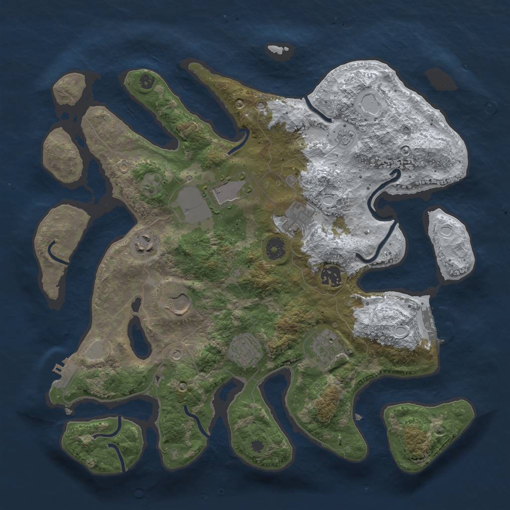Rust Map: Procedural Map, Size: 3600, Seed: 2143501667, 16 Monuments