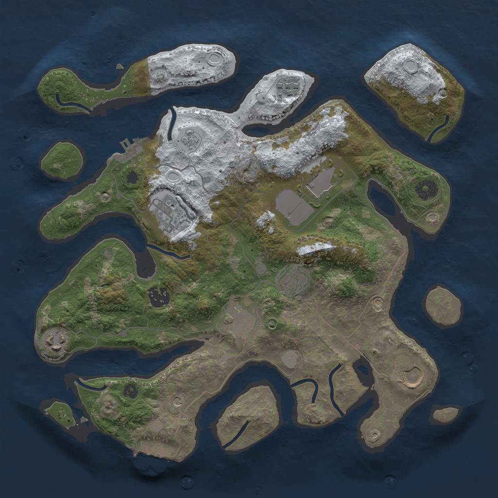 Rust Map: Procedural Map, Size: 3500, Seed: 1462335230, 17 Monuments