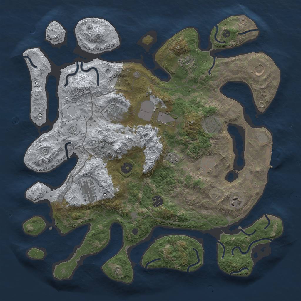 Rust Map: Procedural Map, Size: 4000, Seed: 656061667, 18 Monuments