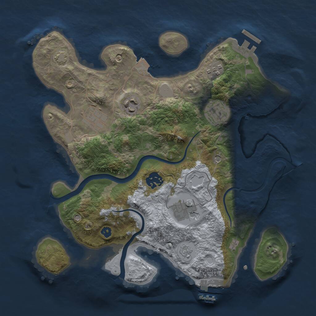 Rust Map: Procedural Map, Size: 3000, Seed: 935449, 12 Monuments