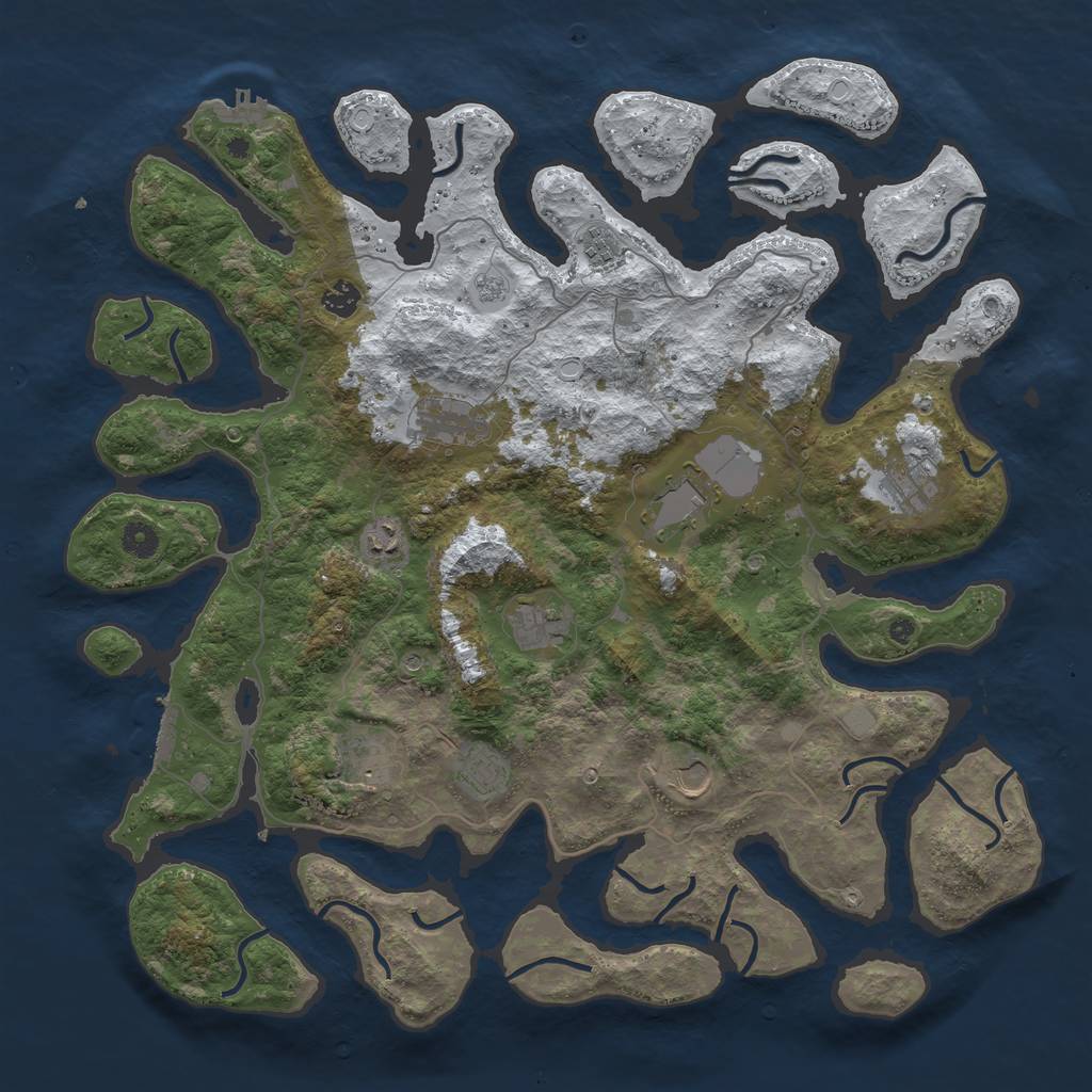 Rust Map: Procedural Map, Size: 4500, Seed: 1377298, 19 Monuments