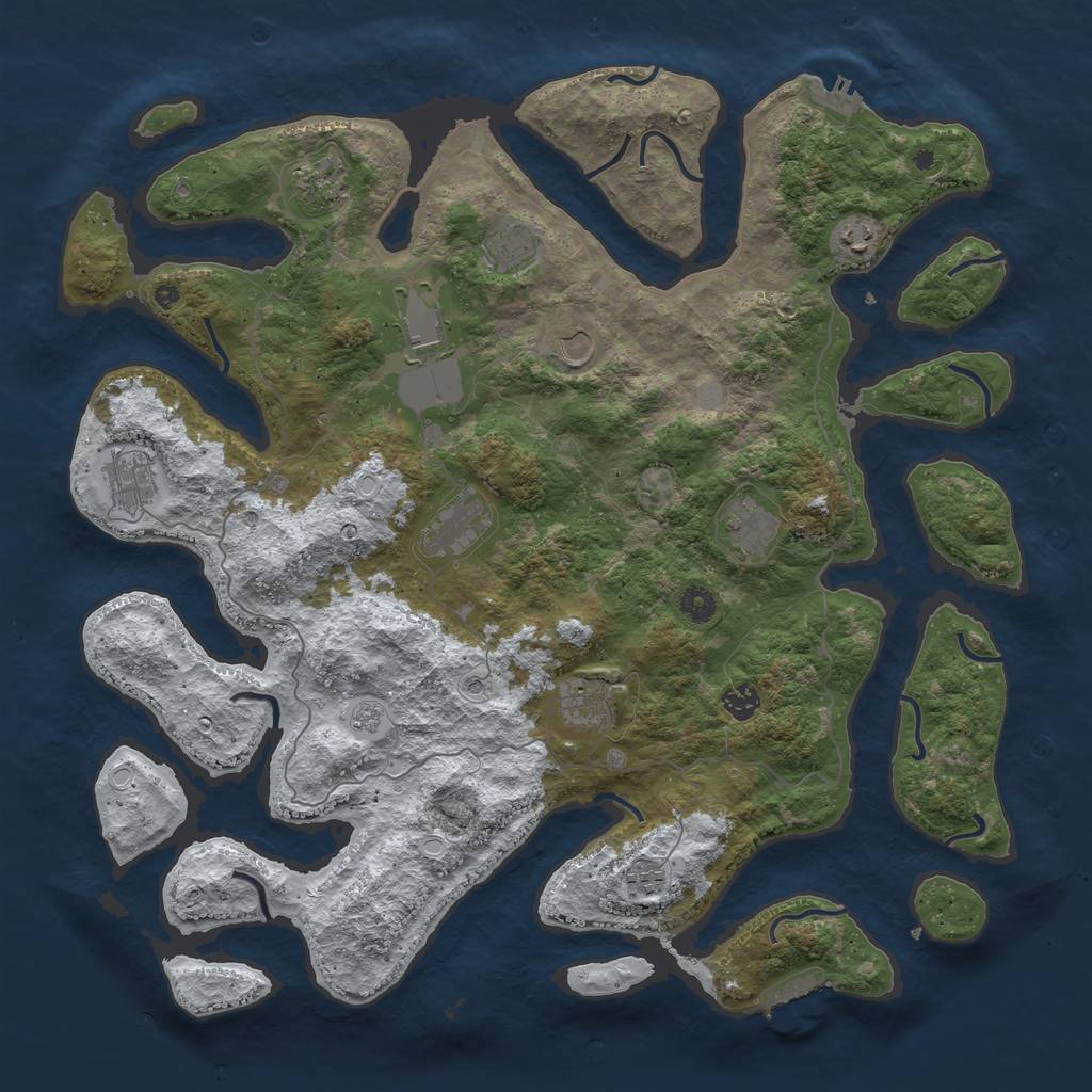 Rust Map: Procedural Map, Size: 4500, Seed: 55530065, 20 Monuments