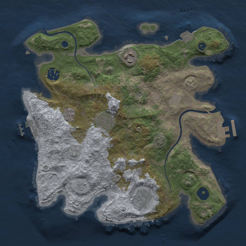 Rust Map: Procedural Map, Size: 3000, Seed: 869866442, 11 Monuments