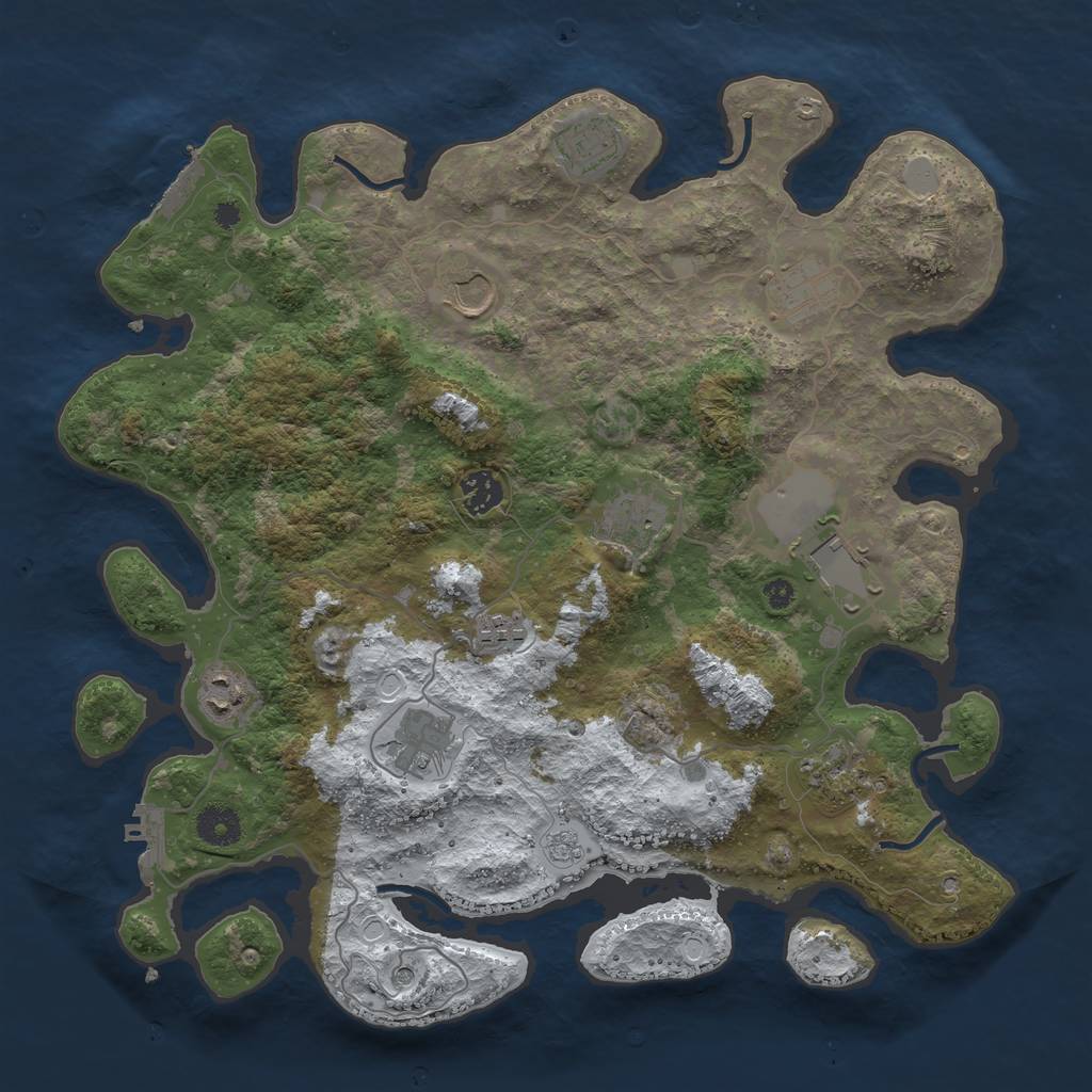 Rust Map: Procedural Map, Size: 3800, Seed: 1641444925, 19 Monuments