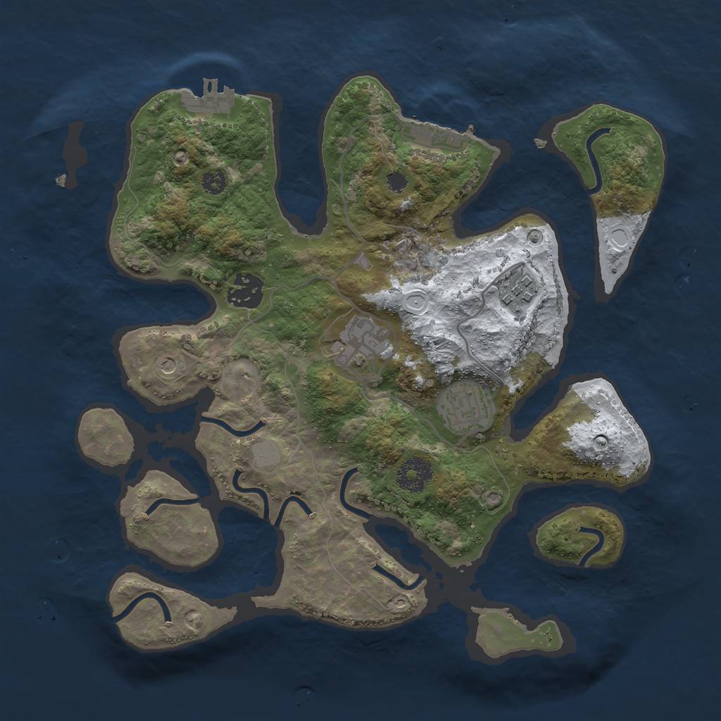 Rust Map: Procedural Map, Size: 3000, Seed: 411179, 12 Monuments