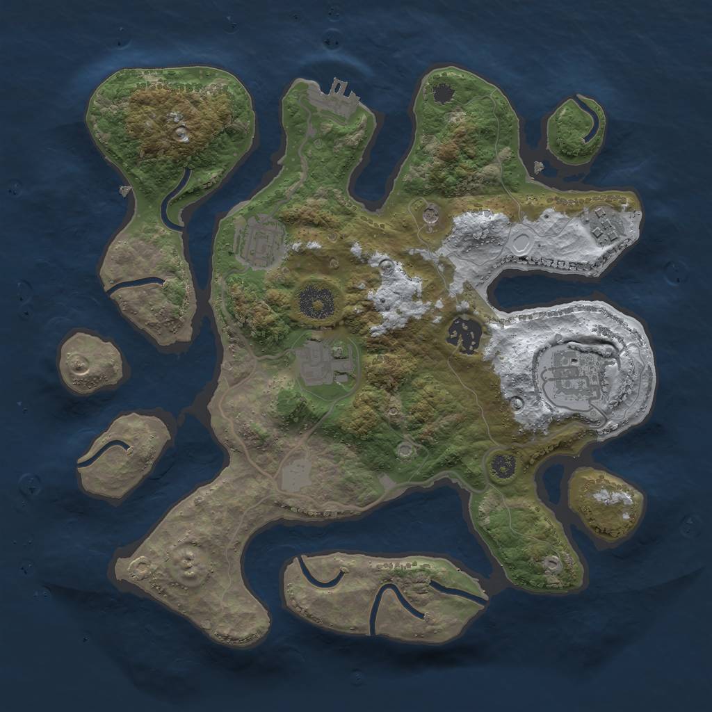 Rust Map: Procedural Map, Size: 3000, Seed: 14641, 12 Monuments
