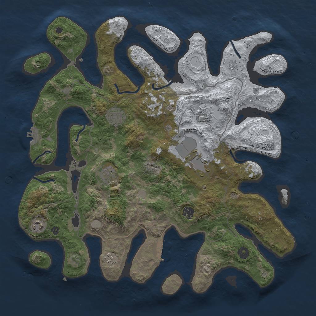 Rust Map: Procedural Map, Size: 4000, Seed: 663230435, 16 Monuments