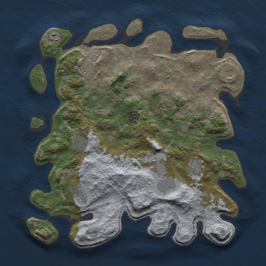 Rust Map: Barren, Size: 4000, Seed: 572252, 13 Monuments