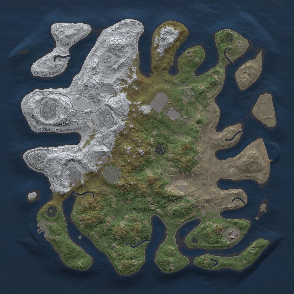 Rust Map: Procedural Map, Size: 4000, Seed: 620607, 17 Monuments