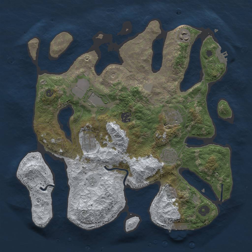 Rust Map: Procedural Map, Size: 3500, Seed: 918249124, 16 Monuments