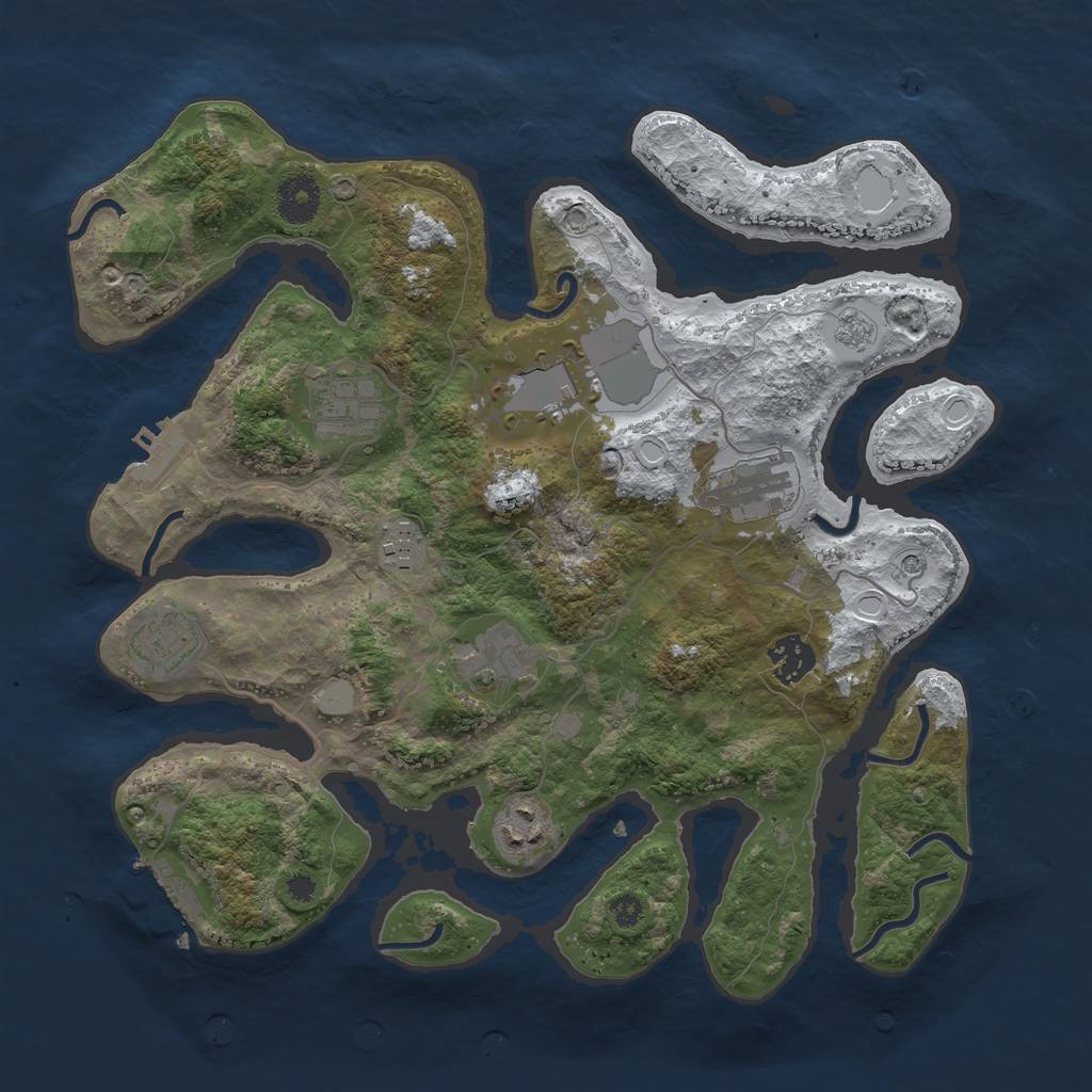 Rust Map: Procedural Map, Size: 3500, Seed: 8857, 17 Monuments