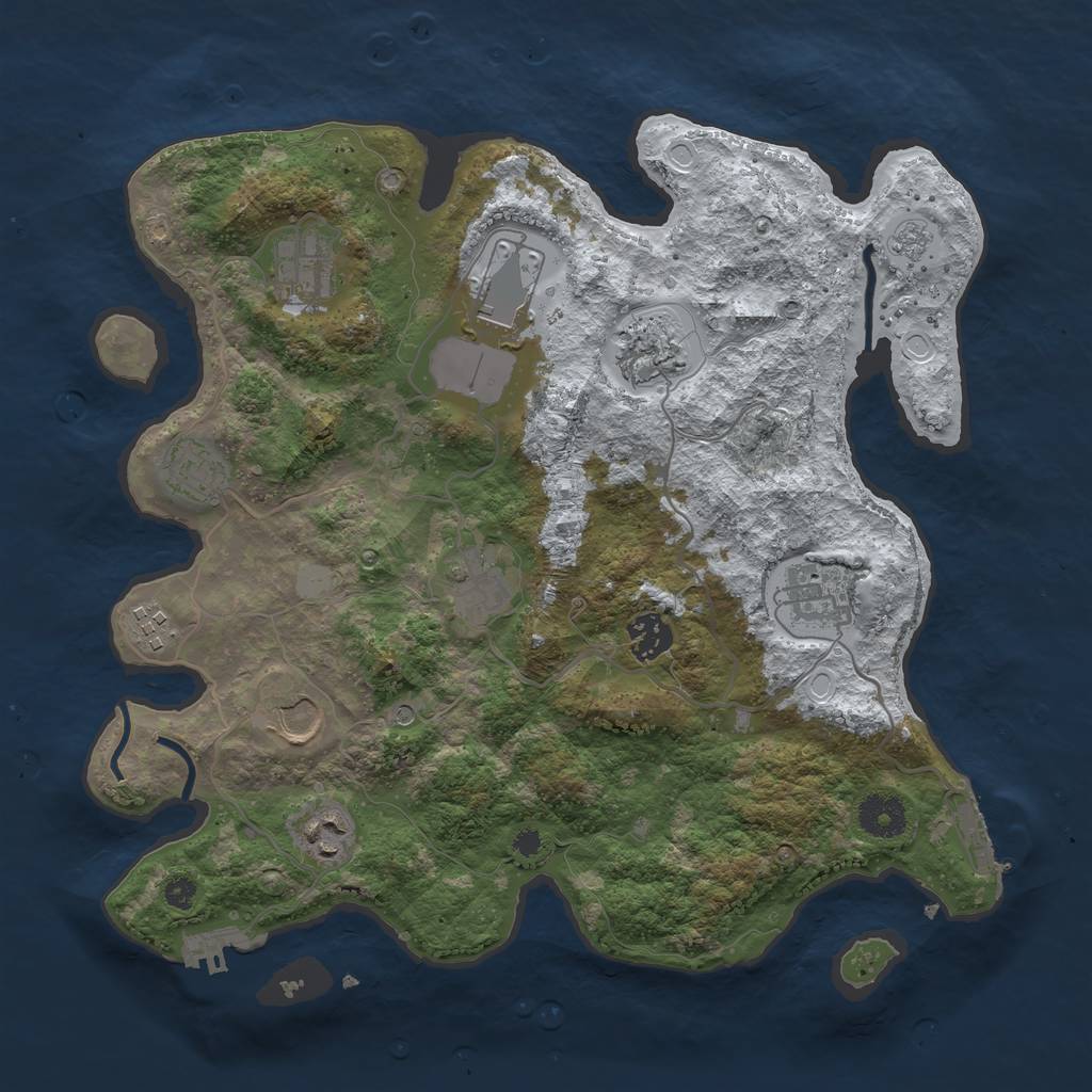 Rust Map: Procedural Map, Size: 3550, Seed: 144340, 19 Monuments