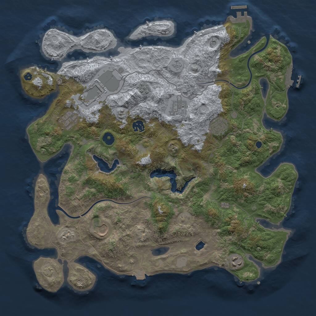 Rust Map: Procedural Map, Size: 4000, Seed: 400268, 14 Monuments