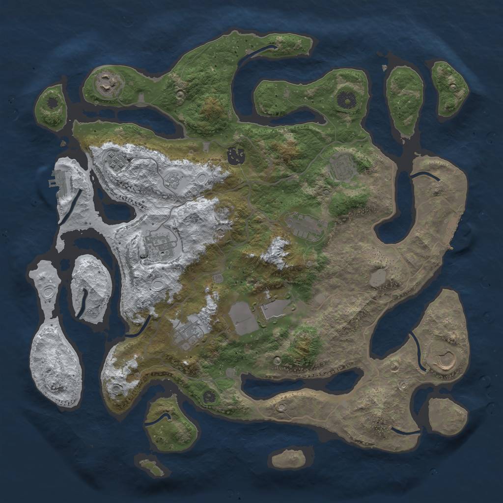 Rust Map: Procedural Map, Size: 4000, Seed: 101672, 18 Monuments