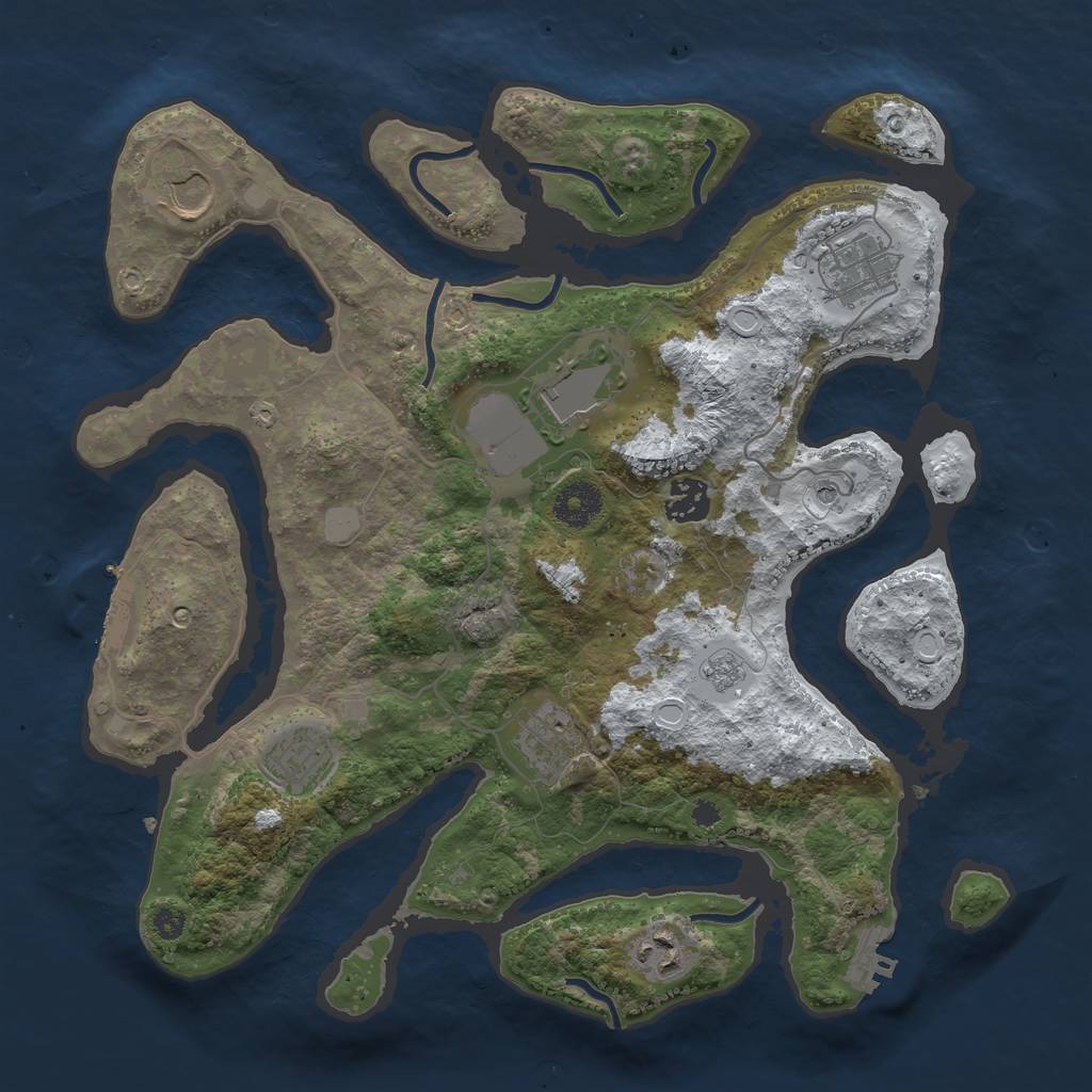 Rust Map: Procedural Map, Size: 3500, Seed: 1252040981, 16 Monuments