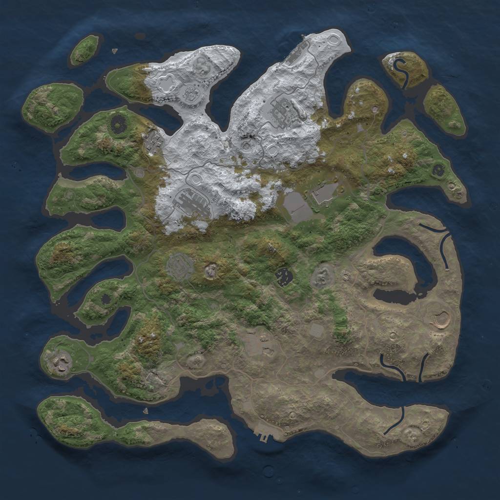 Rust Map: Procedural Map, Size: 4250, Seed: 101828357, 18 Monuments