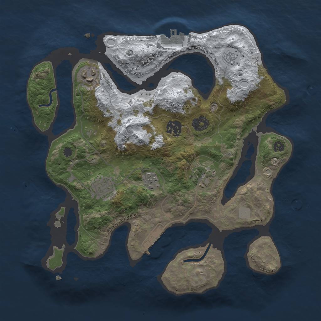 Rust Map: Procedural Map, Size: 3000, Seed: 629886, 13 Monuments