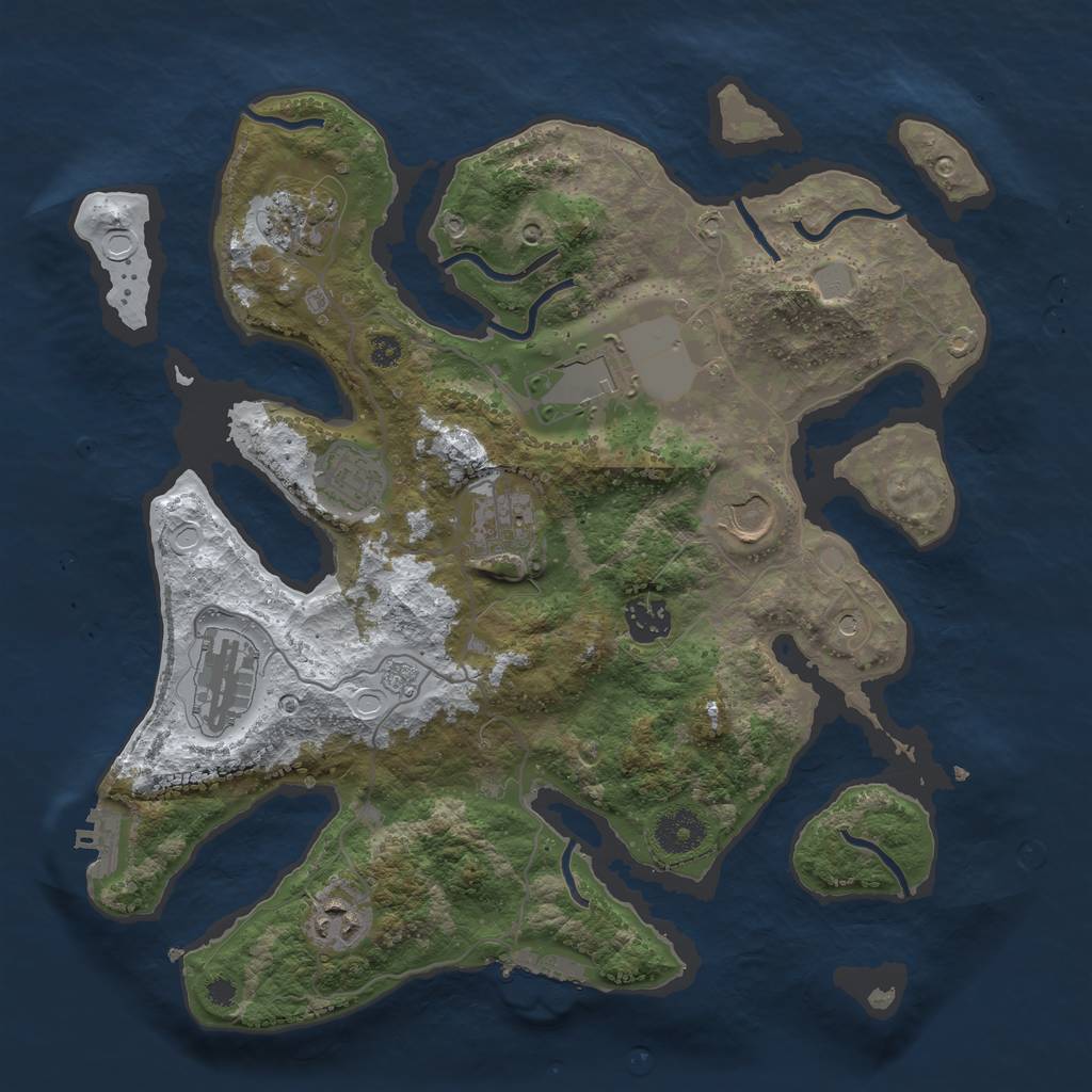 Rust Map: Procedural Map, Size: 3500, Seed: 1791584665, 17 Monuments