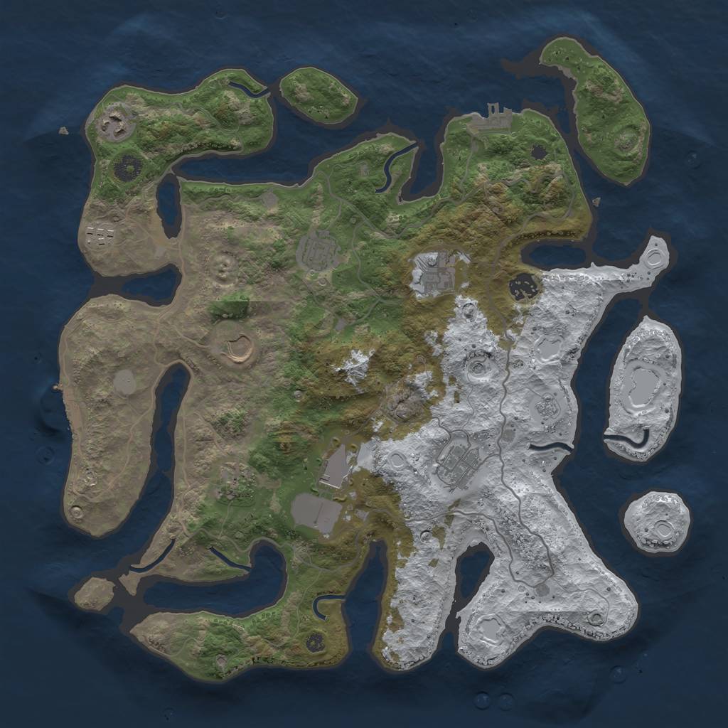 Rust Map: Procedural Map, Size: 4000, Seed: 399301, 18 Monuments