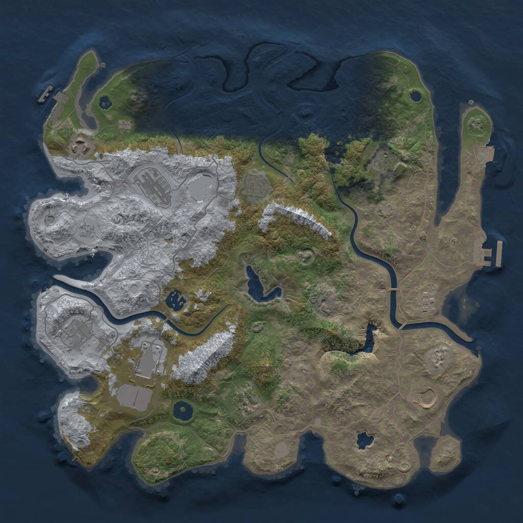 Rust Map: Procedural Map, Size: 4000, Seed: 163565, 16 Monuments