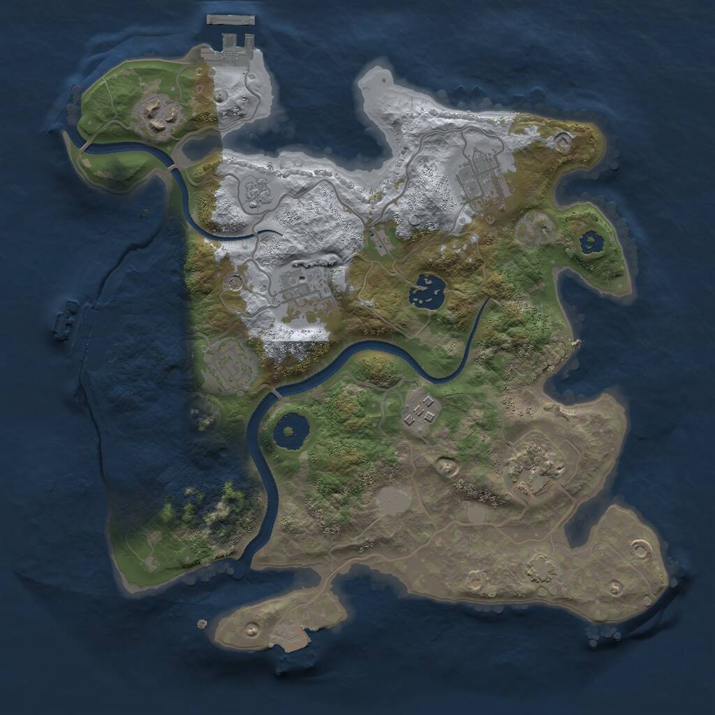 Rust Map: Procedural Map, Size: 3000, Seed: 258427, 13 Monuments