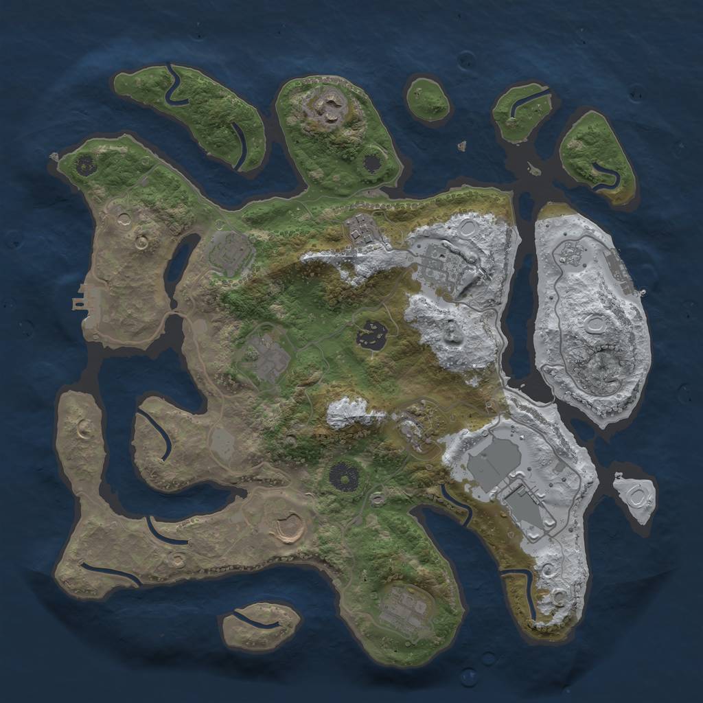 Rust Map: Procedural Map, Size: 3500, Seed: 3403354, 19 Monuments