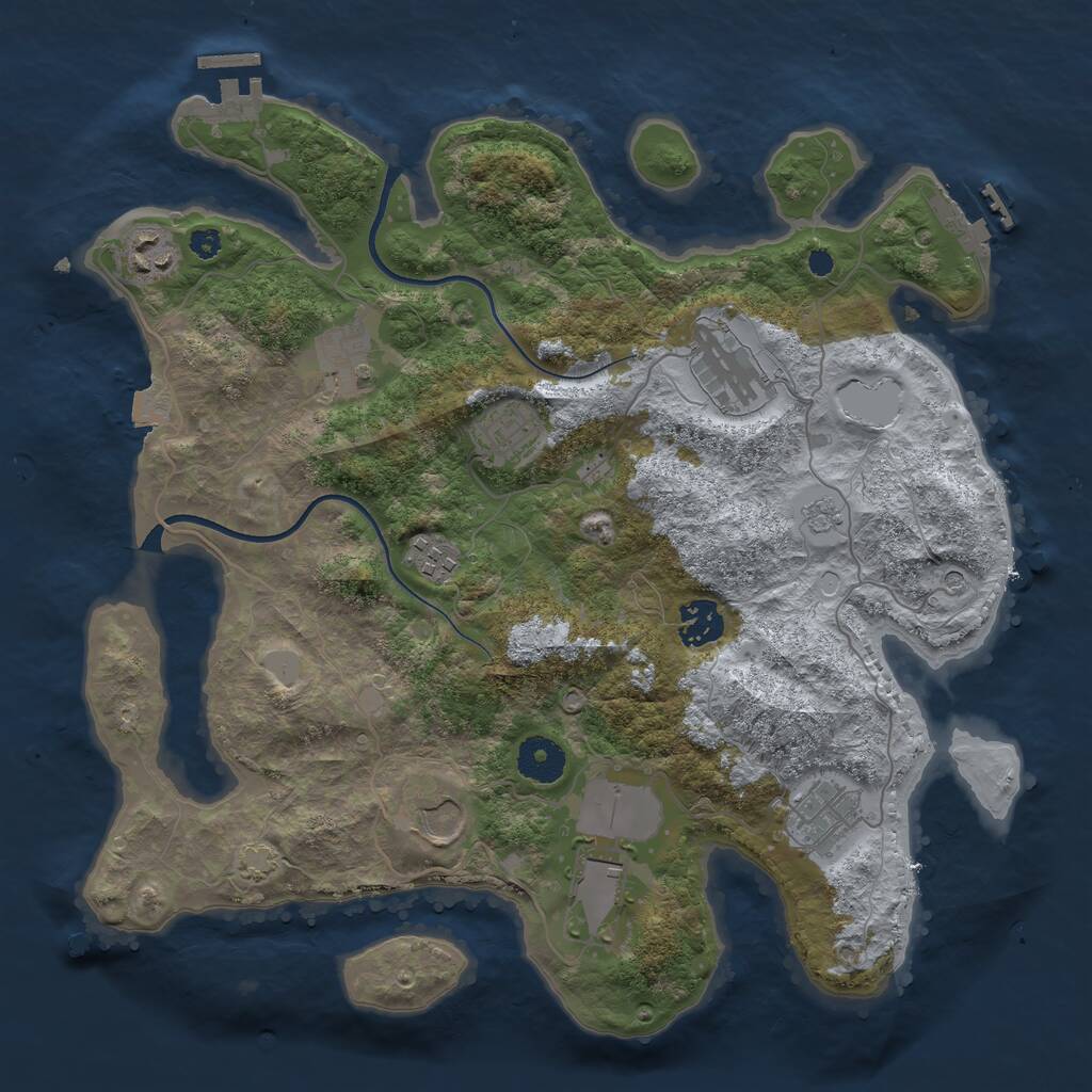 Rust Map: Procedural Map, Size: 3500, Seed: 3403354, 15 Monuments