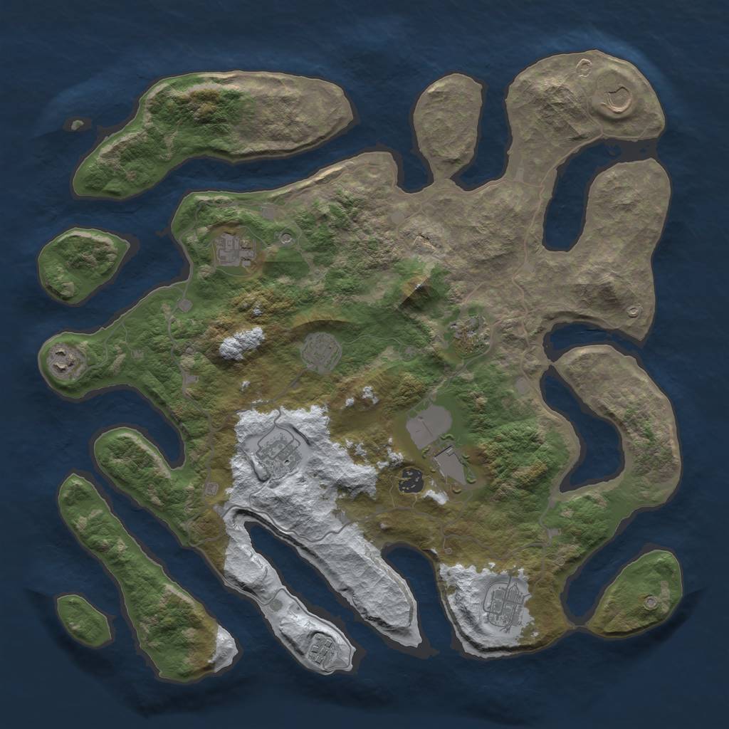 Rust Map: Barren, Size: 4250, Seed: 592, 13 Monuments