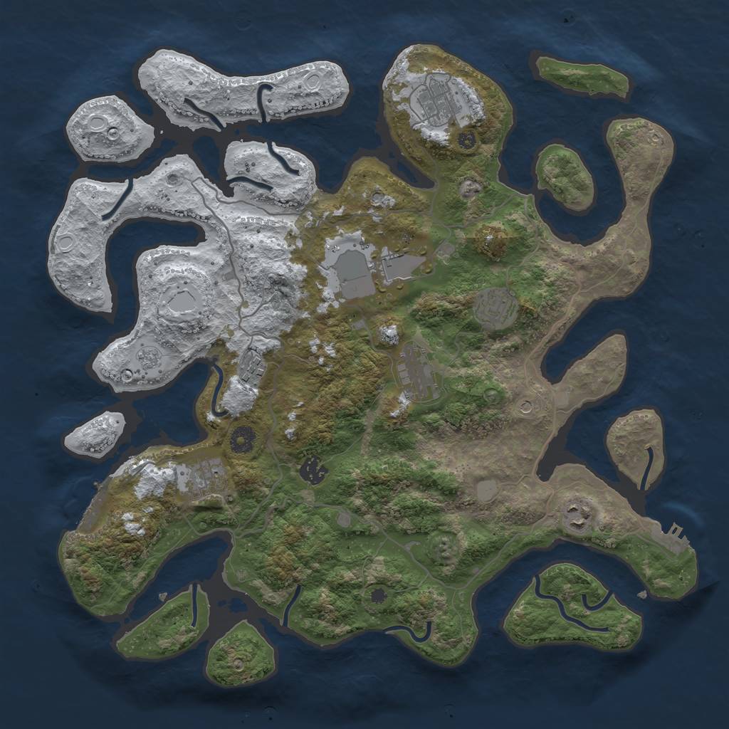 Rust Map: Procedural Map, Size: 4000, Seed: 257477, 17 Monuments