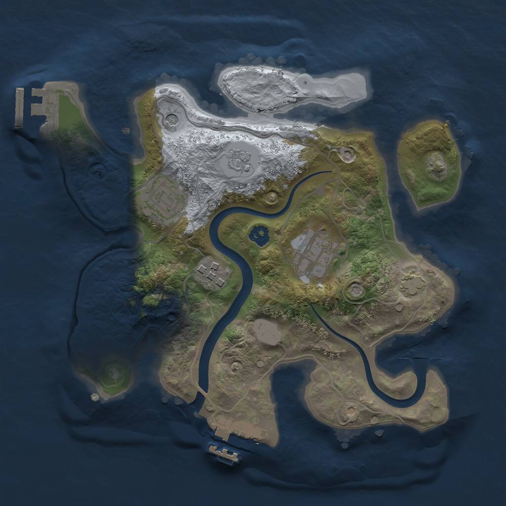 Rust Map: Procedural Map, Size: 2500, Seed: 115440073, 9 Monuments