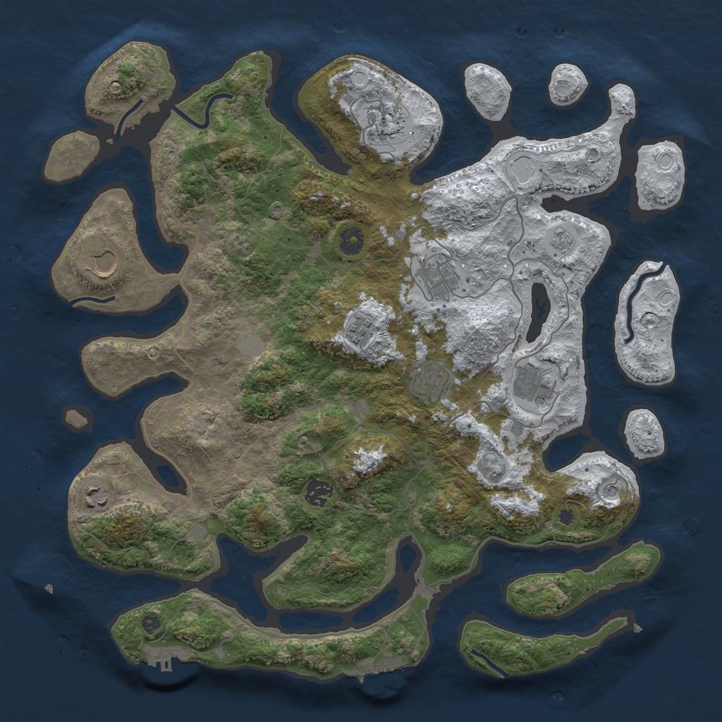 Rust Map: Procedural Map, Size: 4000, Seed: 998211, 17 Monuments