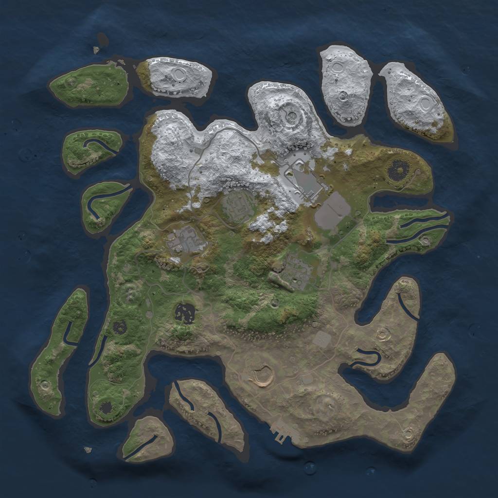 Rust Map: Procedural Map, Size: 3500, Seed: 281807796, 13 Monuments