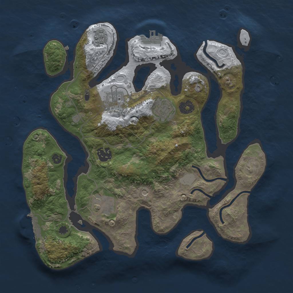 Rust Map: Procedural Map, Size: 3000, Seed: 577590, 13 Monuments