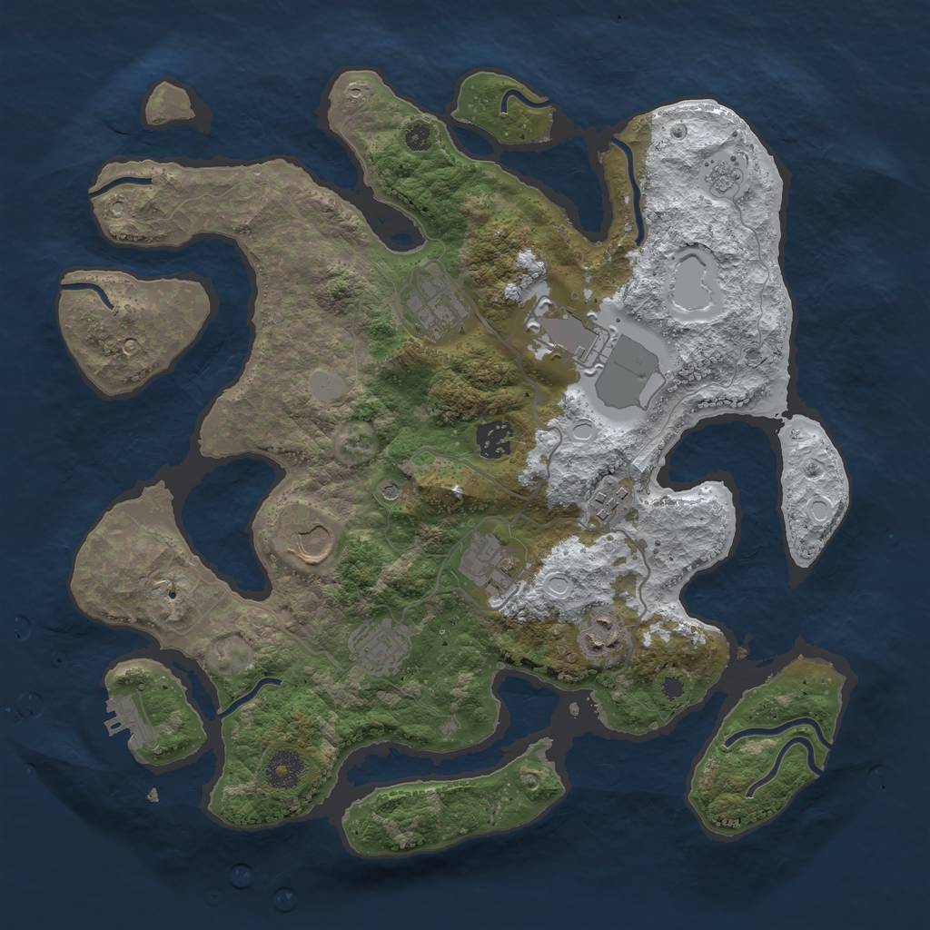 Rust Map: Procedural Map, Size: 3600, Seed: 895690486, 16 Monuments