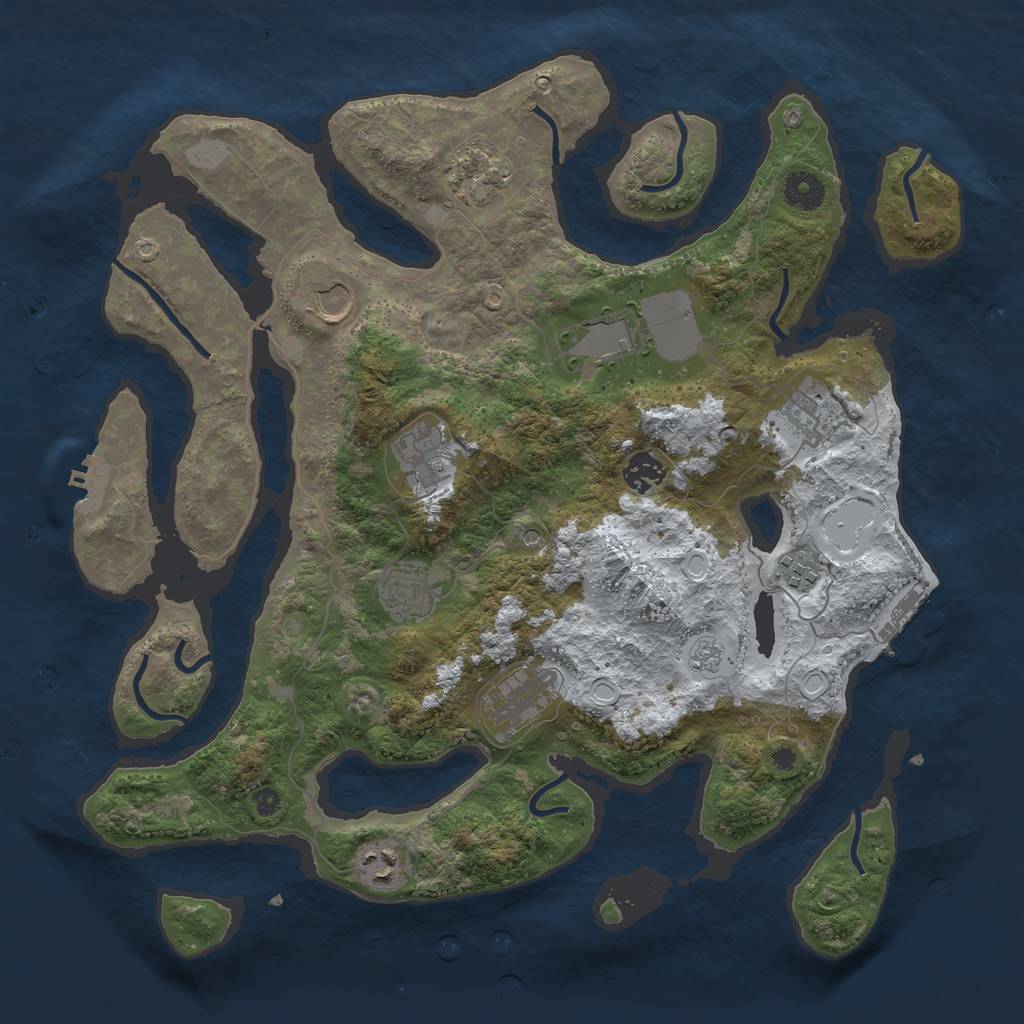 Rust Map: Procedural Map, Size: 3850, Seed: 1535484435, 19 Monuments