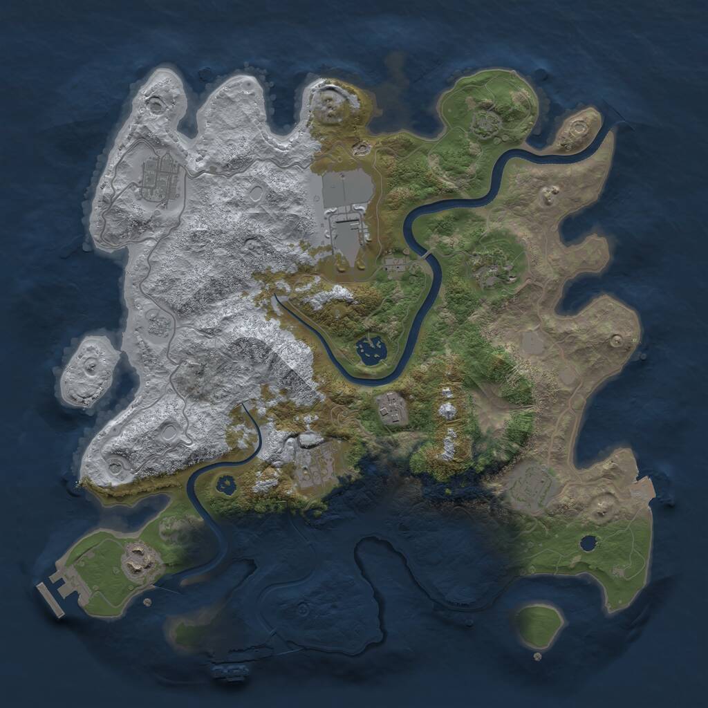 Rust Map: Procedural Map, Size: 3600, Seed: 1611539696, 14 Monuments