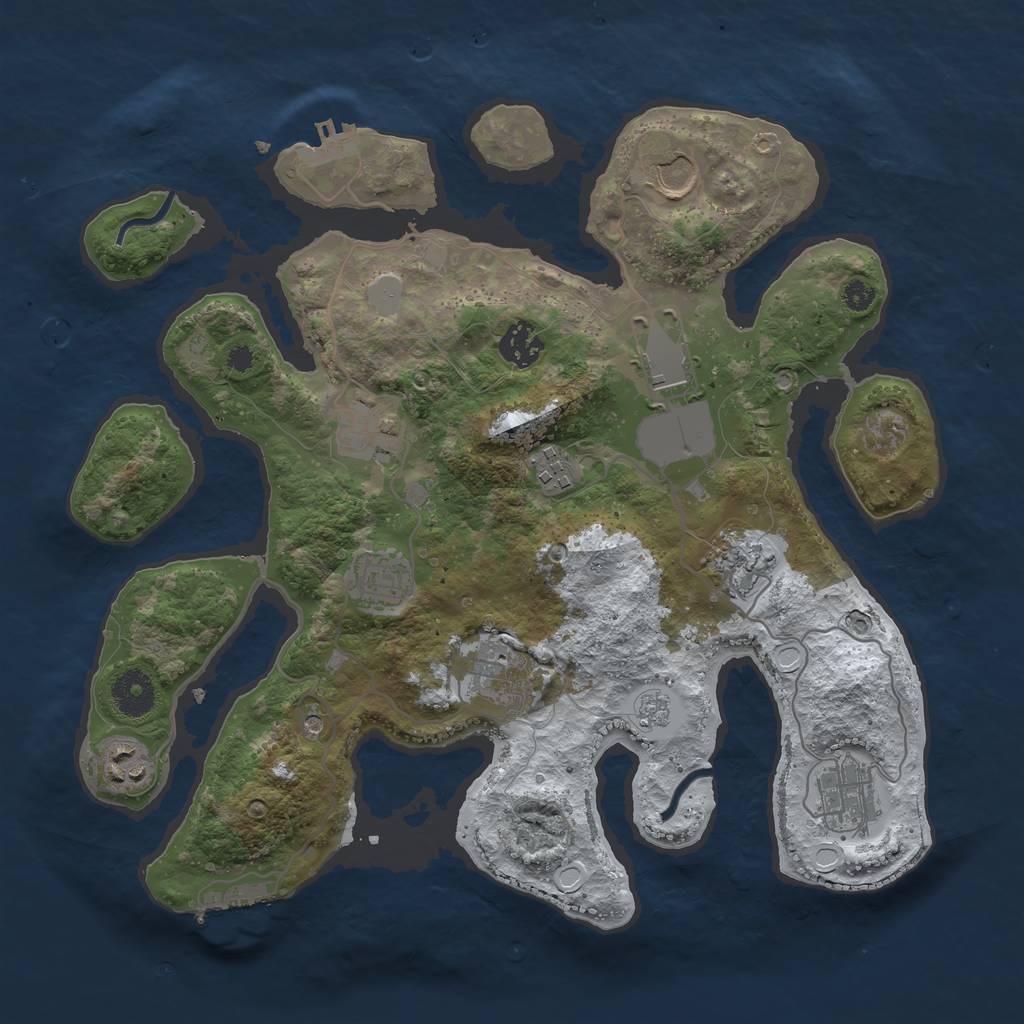 Rust Map: Procedural Map, Size: 3500, Seed: 1497626397, 19 Monuments