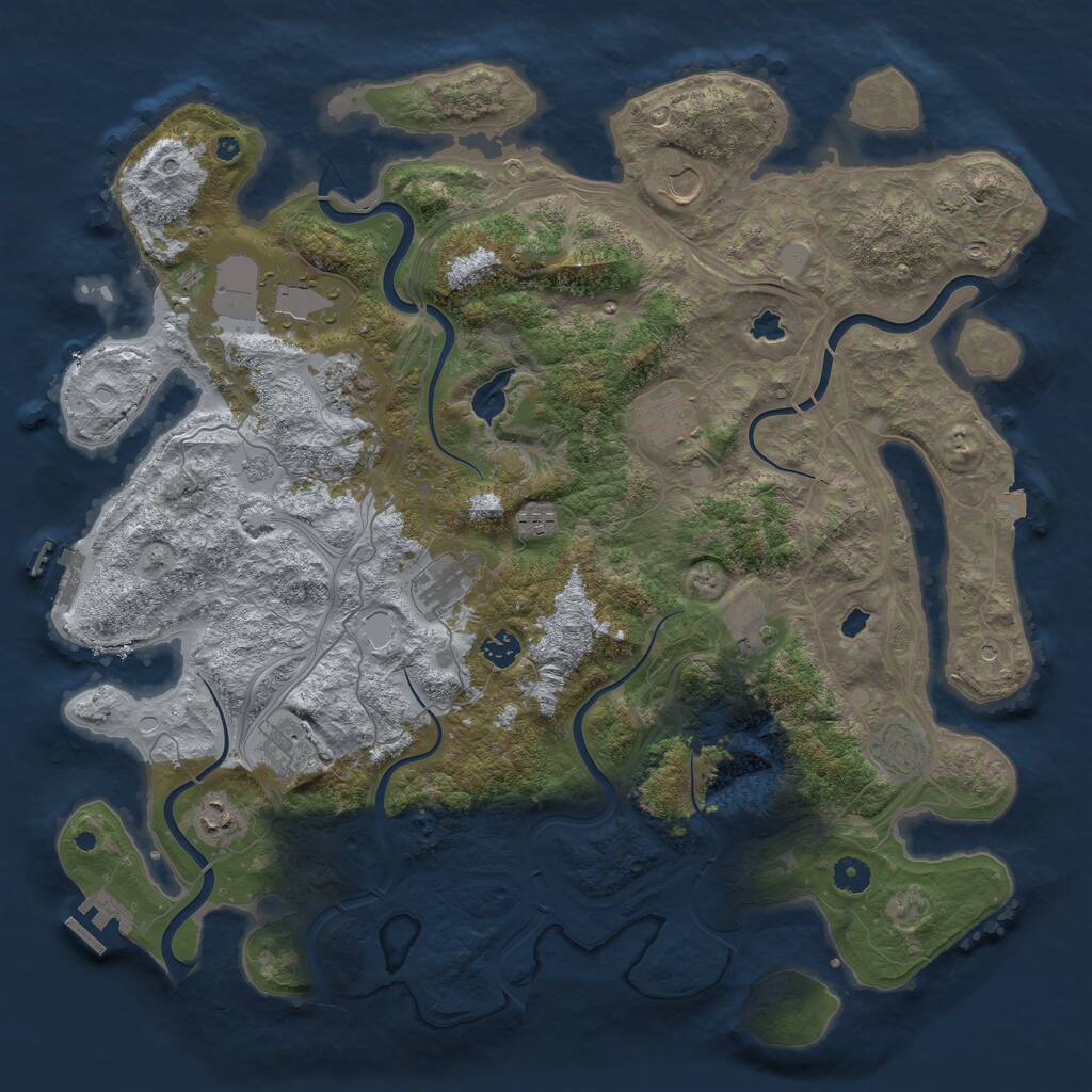 Rust Map: Procedural Map, Size: 4500, Seed: 5263901, 17 Monuments