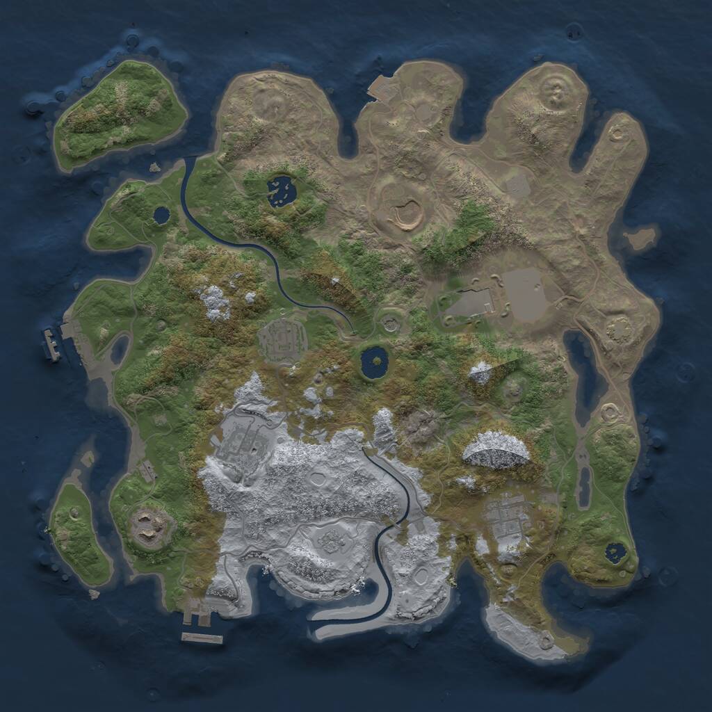 Rust Map: Procedural Map, Size: 3500, Seed: 2412344, 13 Monuments