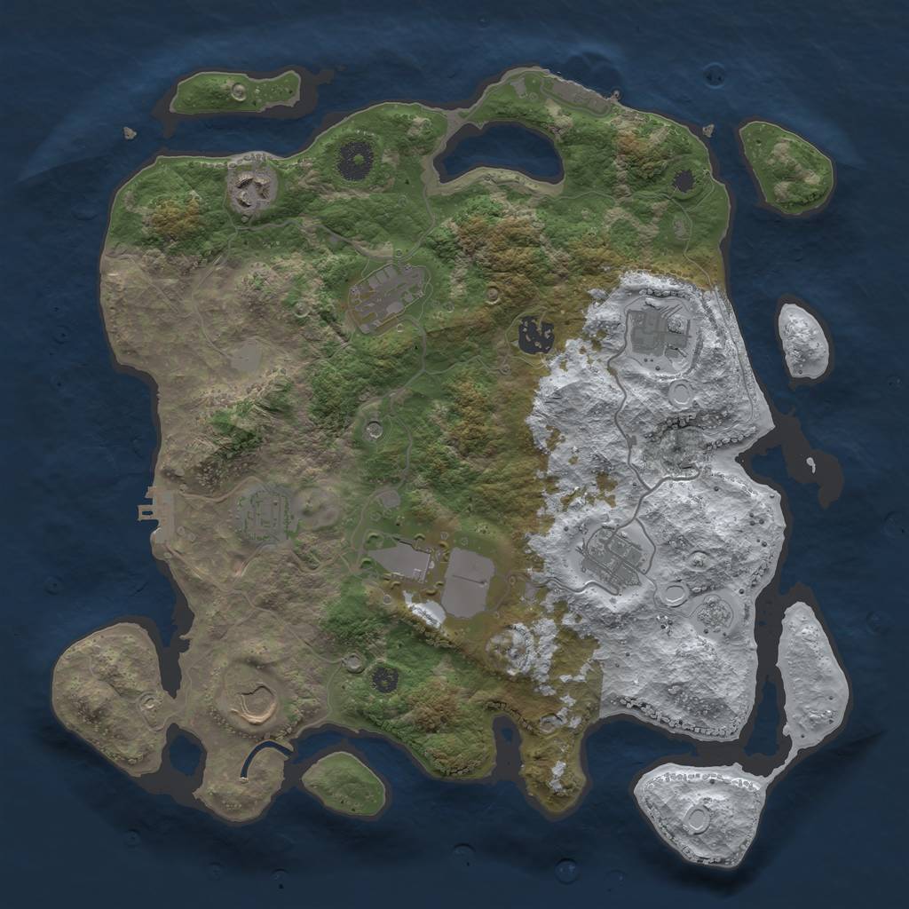 Rust Map: Procedural Map, Size: 3550, Seed: 116507167, 17 Monuments